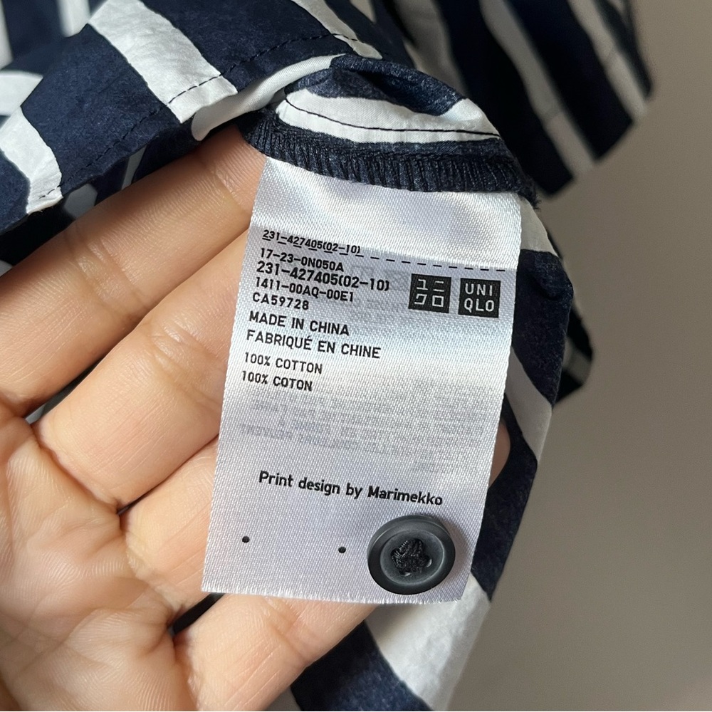 Uniqlo x Marimekko Navy and White Striped Shirt - Picture 6 of 7